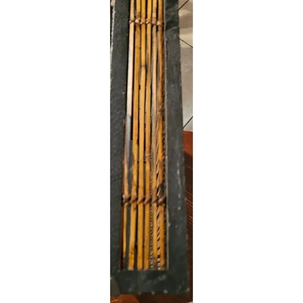 Vintage Bamboo Rattan Slatted Tray Boho Tiki Bar Decor